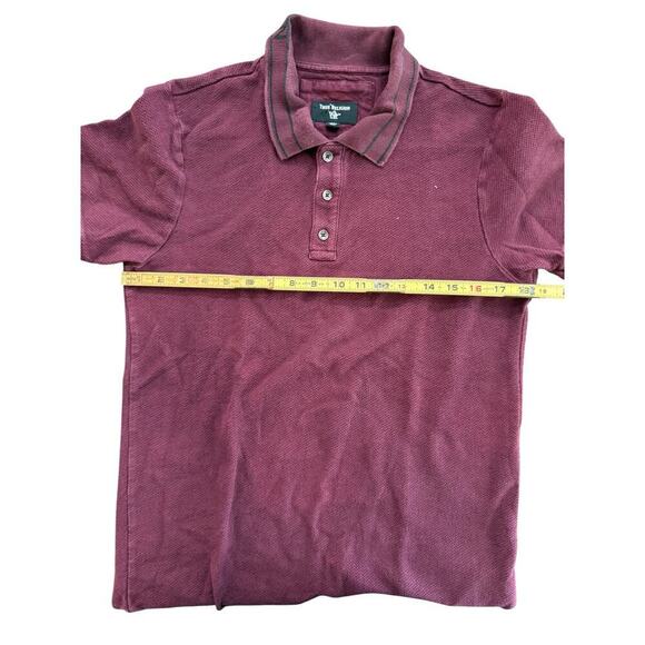 True Religion Men's Red Auburn Waffle Knit Thick Polo Shirt Size Small - Picture 3 of 5